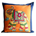 Elephant embroidered pillow